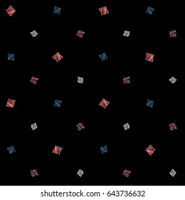 Colorful rhomb texture. Scratched seamless pattern. Pale pink and blue colors. Simple abstract texture. For decoration, wallpaper or pattern fills. Black background.