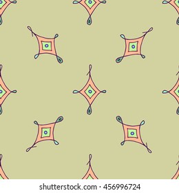 Colorful rhombs seamless pattern on beige background. Hand drawn graphics. Vector eps 10. For prints, fabric, designs.