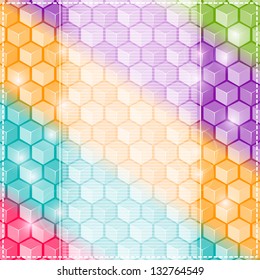 Colorful Rhombus Card Background. Vector Invitation Brochure with Vertical Label for Text