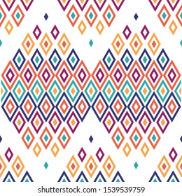 Colorful rhombus composition. Aztec style. Abstract geometric art, background, wallpaper. Traditional ornaments. Folk motif. Linens, napkin, rugs, case, textile print. Tribal ethnic vector texture