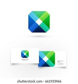 Colorful rhombus. Modern icon design logo element with business card template. Best for identity and logotypes
