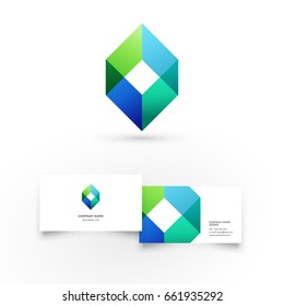 Colorful rhombus. Modern icon design logo element with business card template. Best for identity and logotypes