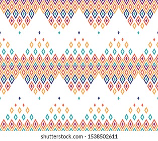 Colorful rhombus pattern. Aztec style. Abstract geometric art background, wallpaper. Traditional mexican ornament. Folk motif. Linens, napkin, rugs, case, textile print. Tribal ethnic vector texture.