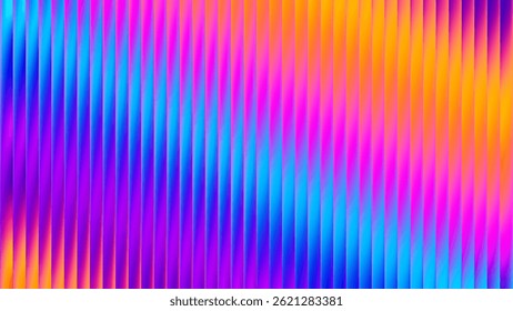 Colorful ribbed fractal glass shimmers with energy of summer warmth and joy. Vibrant fractal glass pattern with radiant blend into smooth lively spectrum gradient of warm shades. Vector illustration