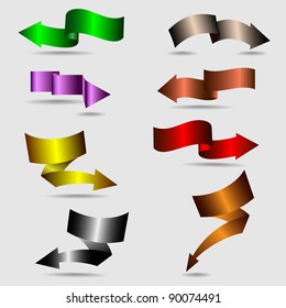  Colorful ribbon arrows. Vector collection
