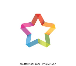 colorful ribbon band tape forming a star 