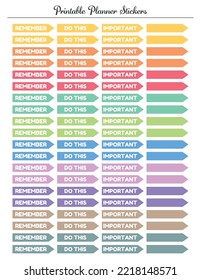 Colorful ribbon banner for daily planner, remember, do this, important, printable sheet