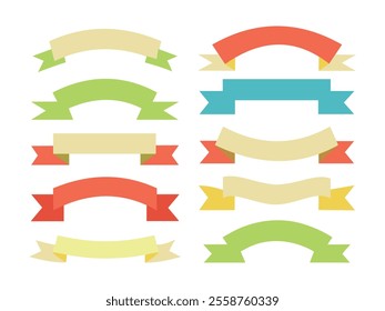 Colorful Ribbon Banner Vector Collection – Decorative Retro and Vintage Style.