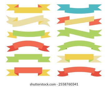 Colorful Ribbon Banner Vector Collection – Decorative Retro and Vintage Style.