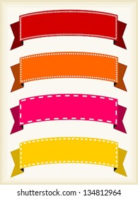 Colorful ribbon banners - empty banner template with copyspace. Ribbons set.