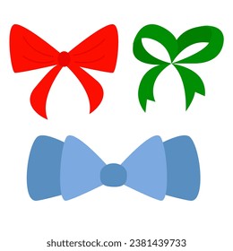 Colorful Ribbon Bow as Decorative Knot Vector Set