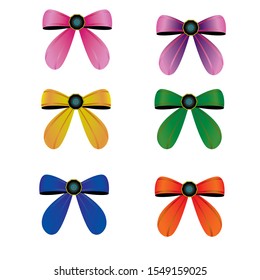 Colorful ribbon bow set On a white background, illustration for decorative work