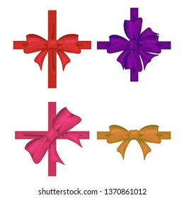 Colorful ribbon with bow set. Tape decor for present vector