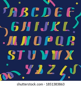 Colorful ribbon character, alphabet, Font, Vector and illustration.