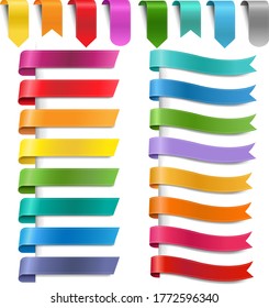 Colorful Ribbon Collection Isolated White Background With Gradient Mesh, Vector Illustration