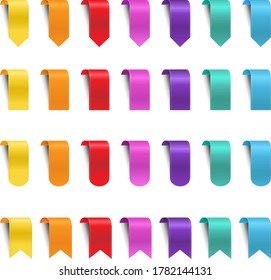 Colorful Ribbon Collection Isolated White Background With Gradient Mesh, Vector Illustration