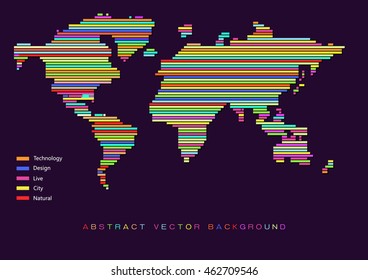  colorful ribbon composed  world map?abstract vector background
