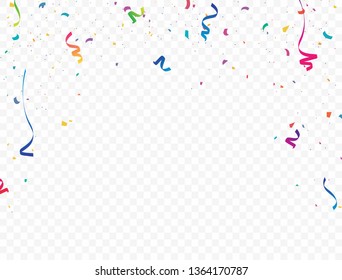 
Colorful ribbon and confetti on the background, celebrate and party.