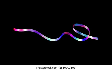 Colorful ribbon design in a holograph wave style. The illustration features a smooth gradient, perfect as a background or decorative element in vector format.