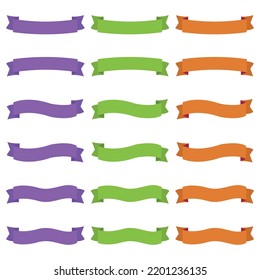 Cinta colorida de diferentes formas en tres colores: violeta, verde, naranja.