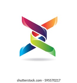 Colorful Ribbon DNA Symbol Logo