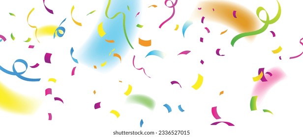 Vector de fondo de cinta colorida que cae. Resumen del diseño de la plantilla de cinta vibrante y streaming de confeti. Diseño de fondo de pantalla del festival de celebración para la apertura, fiesta, cumpleaños, telón de fondo, saludo.