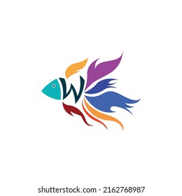 Colorful Ribbon Fish Abstract Logo Design