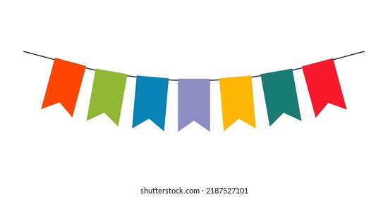 Colorful ribbon flags decoration for holiday or birthday vector illustration isolated