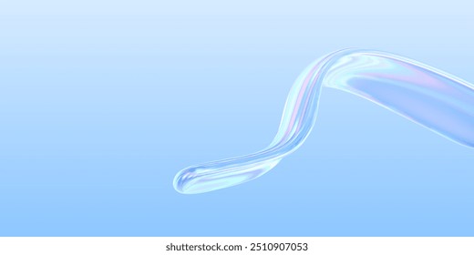 A colorful ribbon flows smoothly in a holographic design. This vector illustration features a transparent wave, suitable for creative backgrounds or stylish stickers.