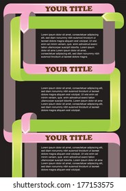 Colorful ribbon folding Vector Layout Design Template with area for texts