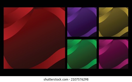 Conjunto de banner de plantilla de degradado de cinta de opciones coloridas. Rojo, Púrpura, Amarillo, Rosa, Fondo Verde. Ilustración vectorial.