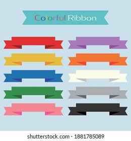 Colorful ribbon illustration material set