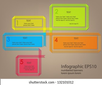 Colorful ribbon infographic template.  Numbered banners.