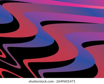 The colorful ribbon interweaving background with bright gradations (pink, purple, blue, yellow, orange) is dynamic and abstract on a black background, creating a modern and futuristic 3D visual effect