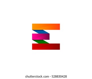 Colorful Ribbon Letter Initial E Logo Design Template