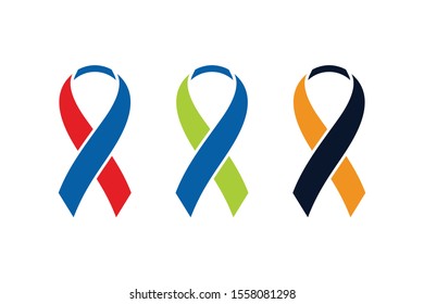 colorful ribbon logo icon vector isolated