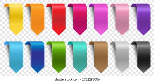 Colorful Ribbon Set Isolated Transparent Background With Gradient Mesh, Vector Illustration