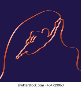 Colorful ribbon shapes a swimmer, vector