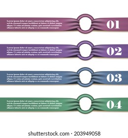 Colorful ribbon style number options vector templates for infographics. Set of ribbon, stickers, labels, banners. Vector illustration EPS 10.