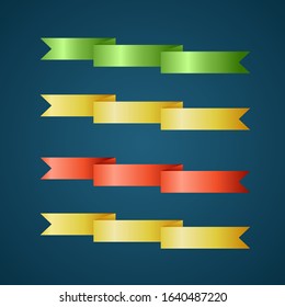 Colorful ribbon for title, design of promotional products, use to highlight title or promotional information. Banner, ribbon for web or print, vector illustration