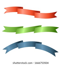 Colorful ribbon for title, design of promotional products, use to highlight title or promotional information. Banner, ribbon for web or print, vector illustration