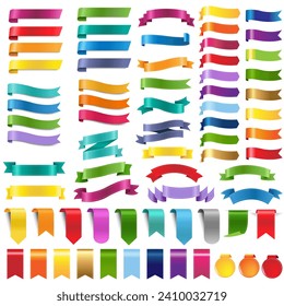 Colorful Ribbons collection White Background With Gradient Mesh, Vector Illustration