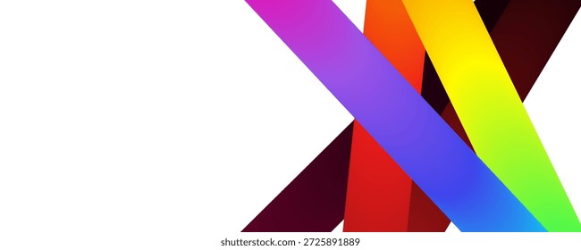 Cintas coloridas cruzando en una composición dinámica