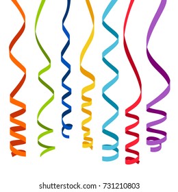 Colorful ribbons for decoration icons an white background. Serpentine vector illustration