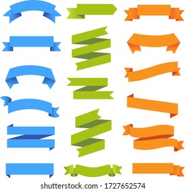 Colorful Ribbons Isolated White Background, Vector Illustration