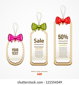 Colorful ribbons Label and Tag design background, vector illustration