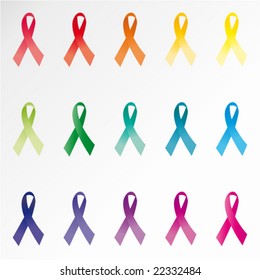 Set Realistic Different Color Ribbon Awareness Stock Vector (Royalty ...