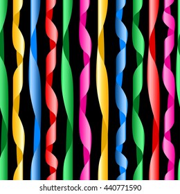 Colorful ribbons in a seamless pattern .