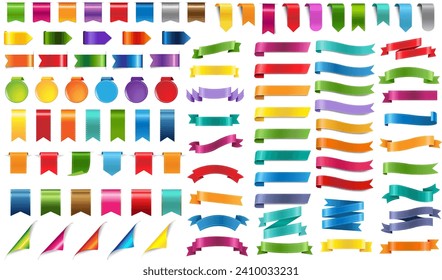 Colorful Ribbons Set White Background With Gradient Mesh, Vector Illustration