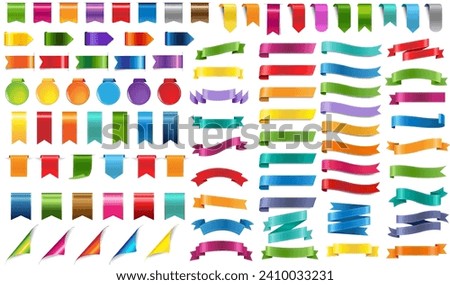 Colorful Ribbons Set White Background With Gradient Mesh, Vector Illustration